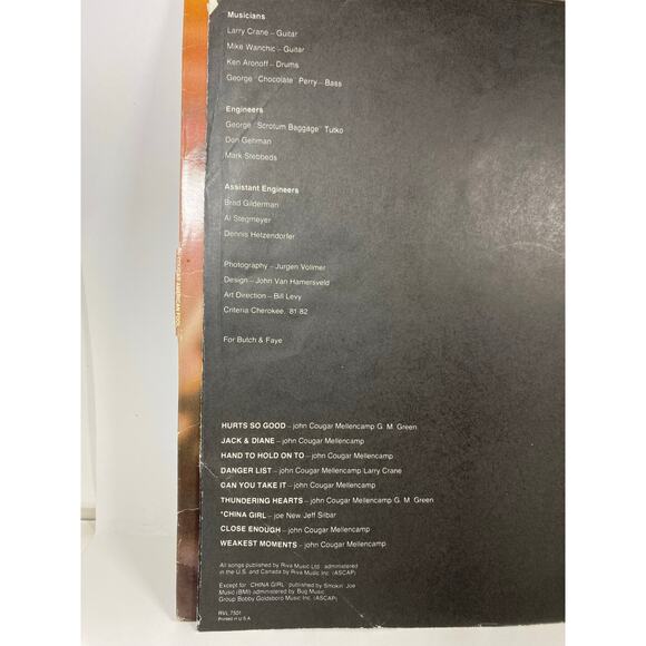 John Cougar Mellencamp American Fool 1982 RVL-7501 - Picture 8 of 15